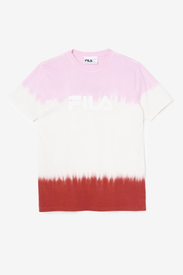 חולצת טי פילה Alivia Tie Dye Pirouette/לבן/אדום אדום