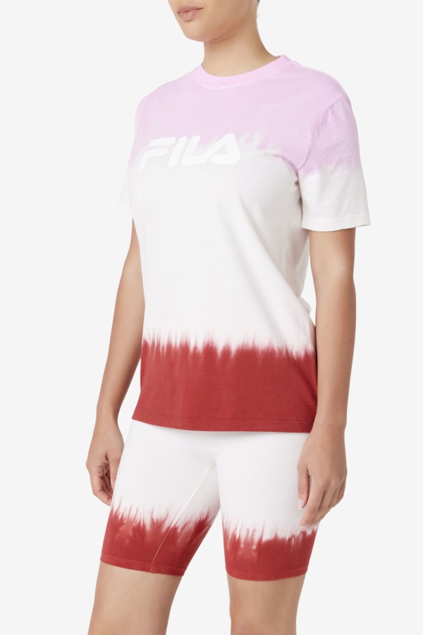חולצת טי פילה Alivia Tie Dye Pirouette/לבן/אדום אדום