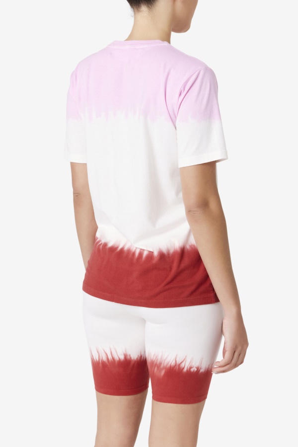 חולצת טי פילה Alivia Tie Dye Pirouette/לבן/אדום אדום
