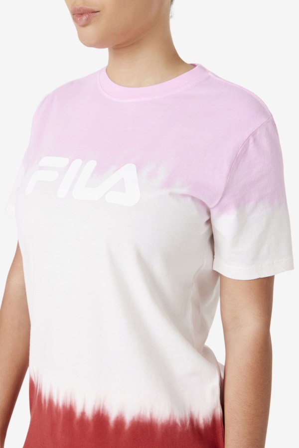 חולצת טי פילה Alivia Tie Dye Pirouette/לבן/אדום אדום