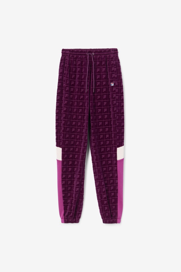 Helen Velour Jogger יין ענבים/רוז'/פוטפורי פילה