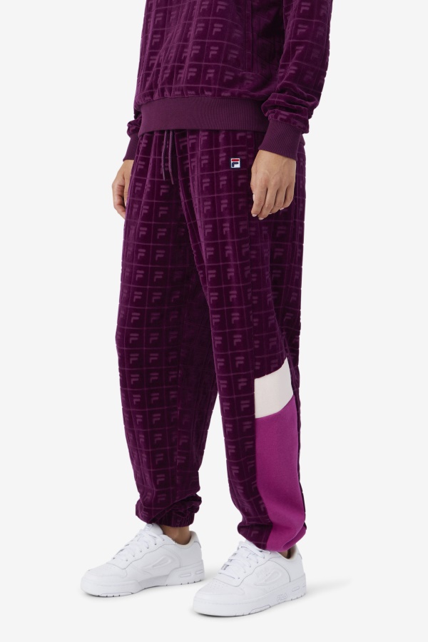 Helen Velour Jogger יין ענבים/רוז\'/פוטפורי פילה