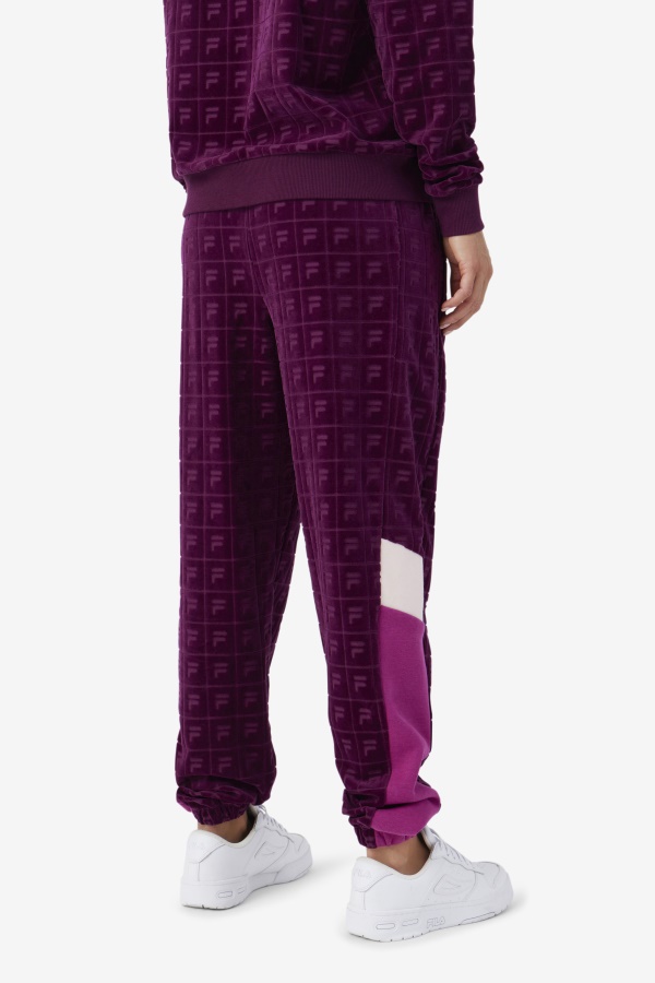 Helen Velour Jogger יין ענבים/רוז\'/פוטפורי פילה