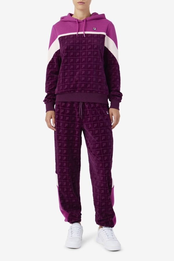 Helen Velour Jogger יין ענבים/רוז\'/פוטפורי פילה