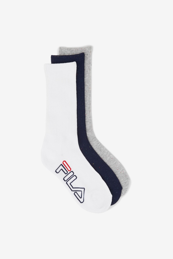 גרב צוות עם פסים לנשים של Fila Navy, 3 חבילות