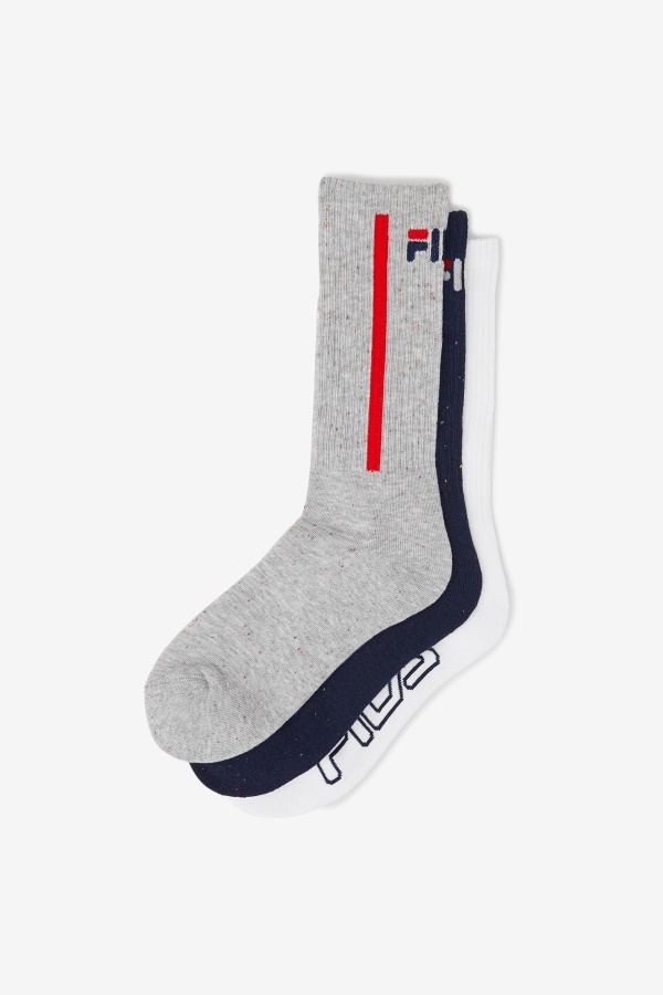 גרב צוות עם פסים לנשים של Fila Navy, 3 חבילות