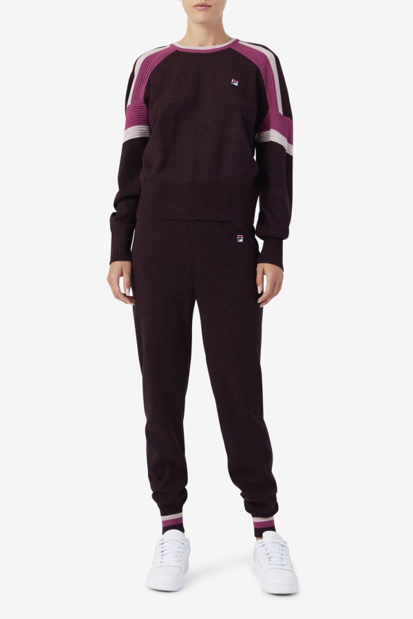 Fila Frankie Knit Pant יין/רוז\'/פוטפורי