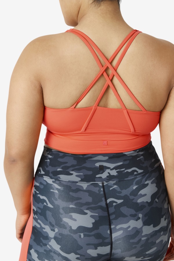 Hot Coral Uplift Cross Back Bra Top Fila