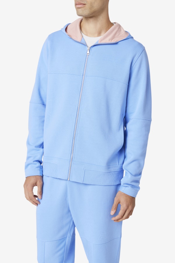 Fila Kayra קפוצ\'ון עם רוכסן מלא Cornflower כחול/קורל ענן