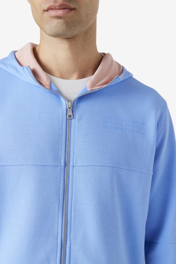 Fila Kayra קפוצ\'ון עם רוכסן מלא Cornflower כחול/קורל ענן