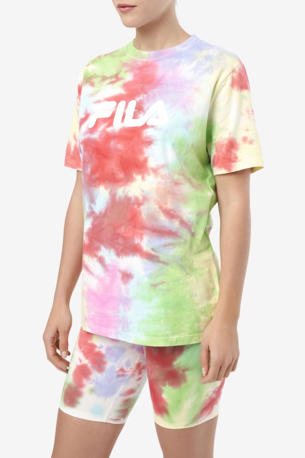 Fila Alivia Tie Dye Tee ירוק/לבן/פרווינקל/אדום
