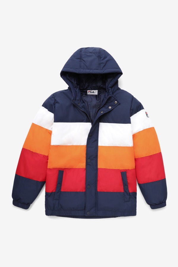 Jacket Giovanni Puffa Fila Peacoat/לבן/כתום שמש/אדום