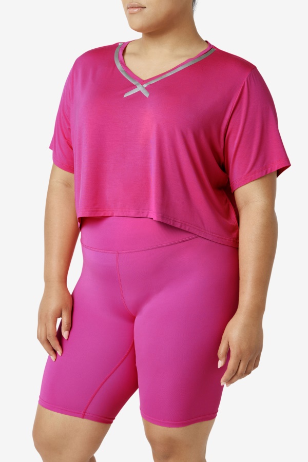 Fi-lux Hi-low Crop Top Fila ורוד עז