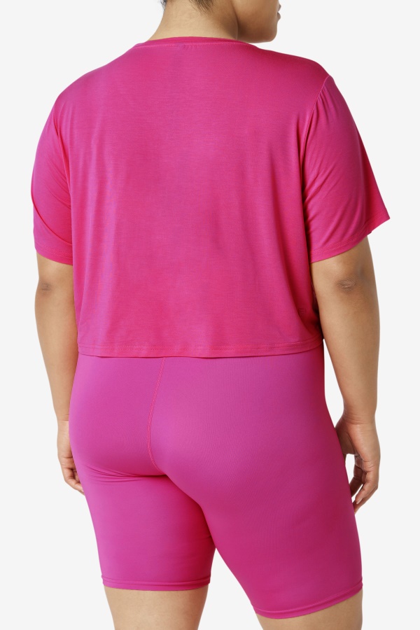 Fi-lux Hi-low Crop Top Fila ורוד עז