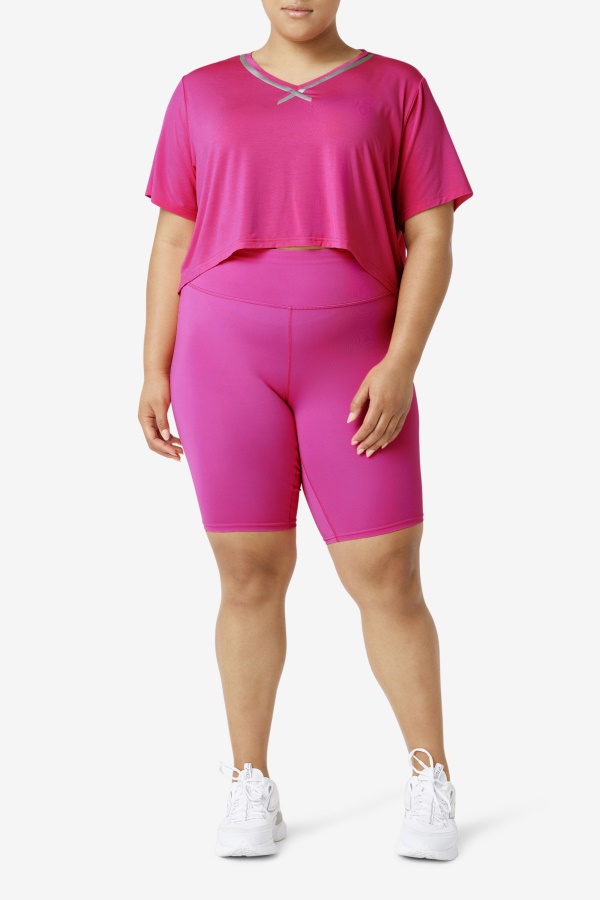 Fi-lux Hi-low Crop Top Fila ורוד עז