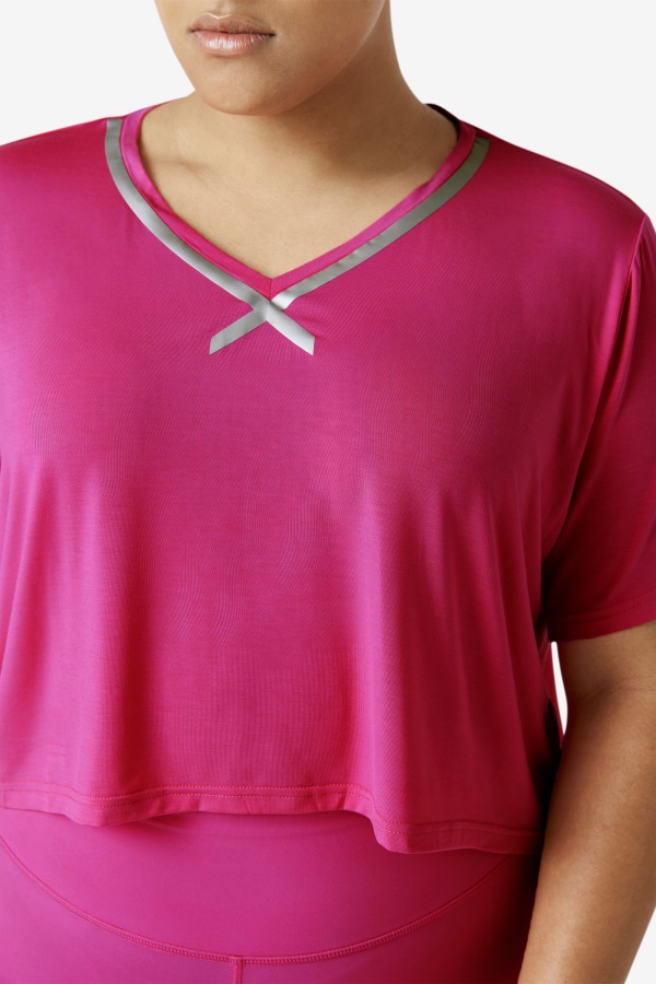 Fi-lux Hi-low Crop Top Fila ורוד עז