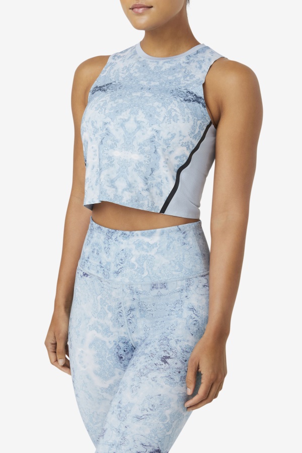 Eilou Athletic Crop Top כחול/פליסה שחור