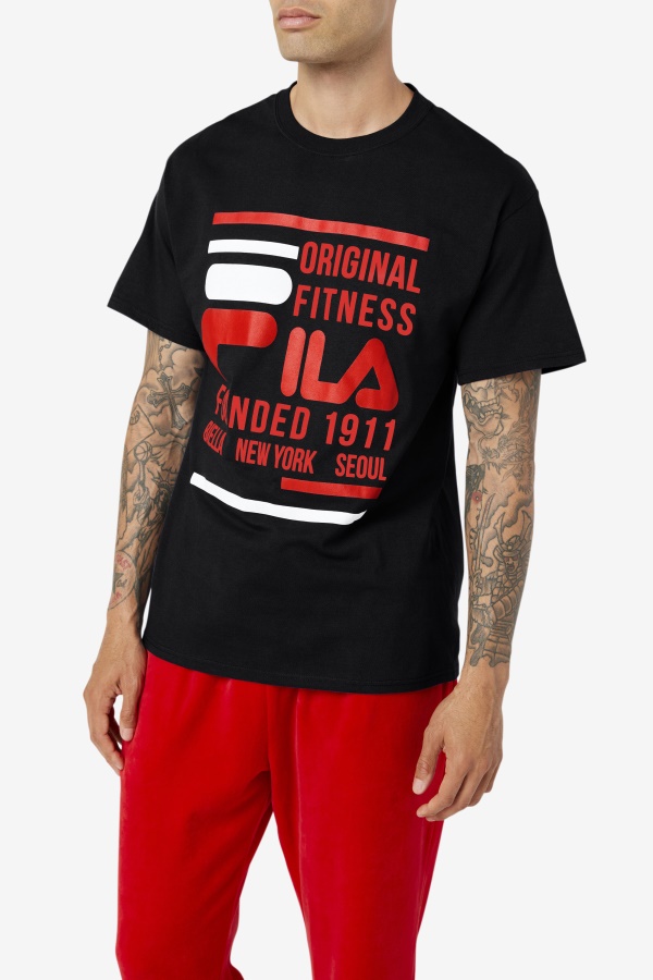 חולצה מקורית Fila שחור/אדום/לבן