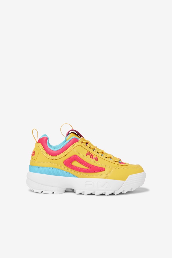 Fila Big Kids' Disruptor 2 פרימיום לימון/דיווה ורוד/כחולפיש