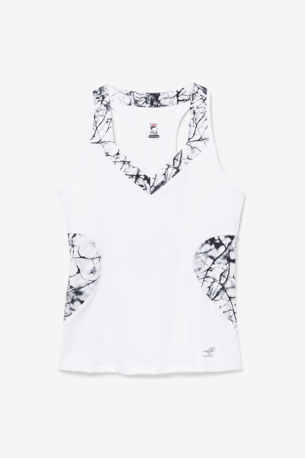Fila Pickleball Halter Tank הדפס שיש/לבן