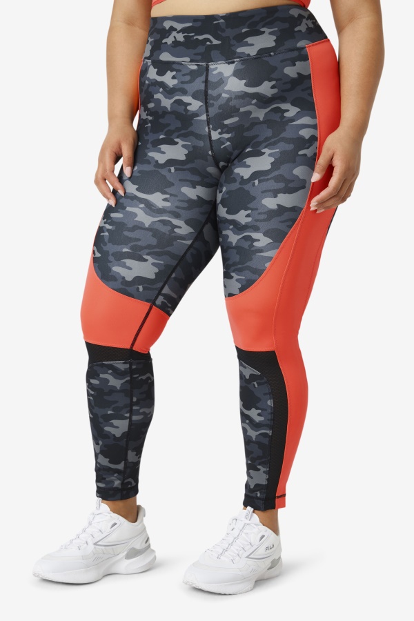 Forza Color Blocked Legging Fila Dark Camo/hot Coral/שחור