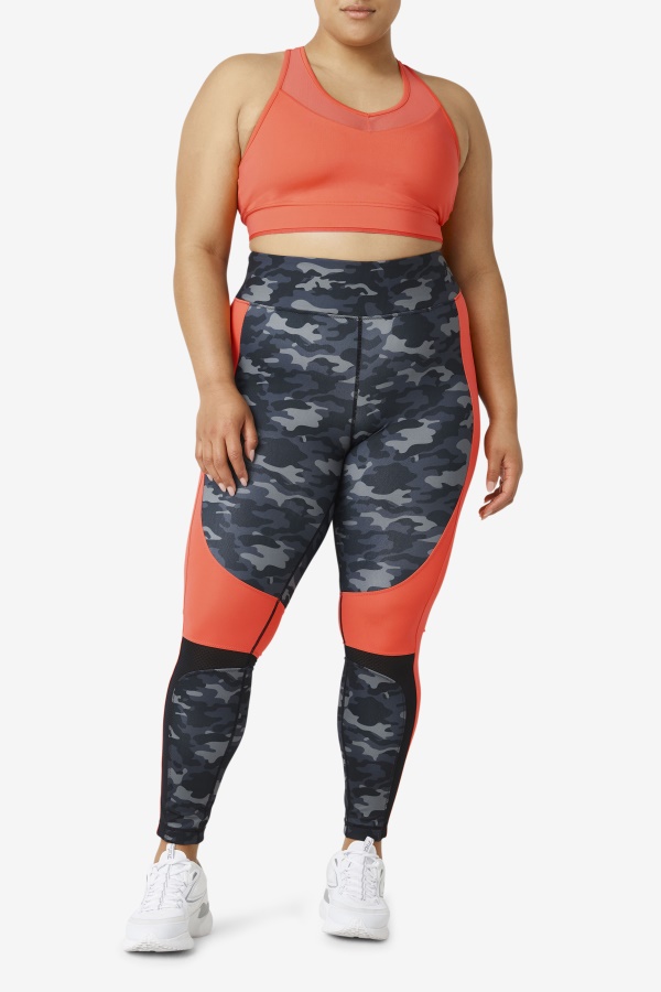 Forza Color Blocked Legging Fila Dark Camo/hot Coral/שחור