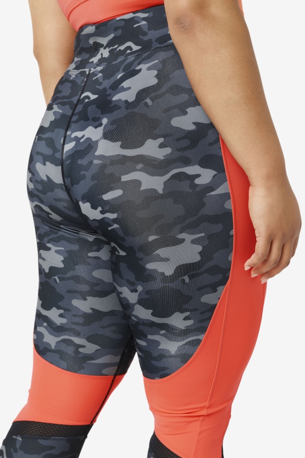 Forza Color Blocked Legging Fila Dark Camo/hot Coral/שחור