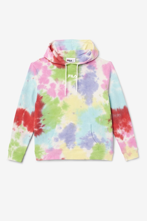 Aerolynn Tie Dye Hoodie Fila ירוק / לבן / Periwinkle / אדום