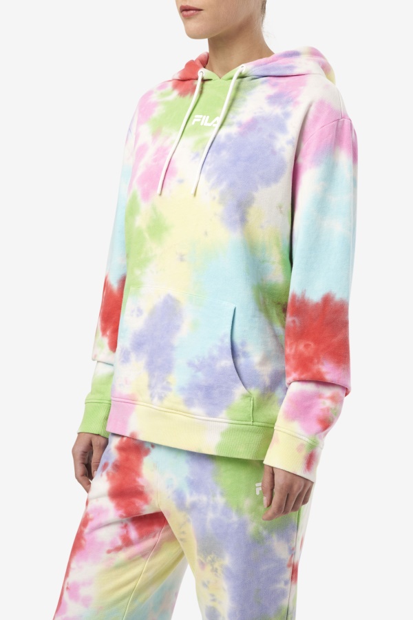 Aerolynn Tie Dye Hoodie Fila ירוק / לבן / Periwinkle / אדום