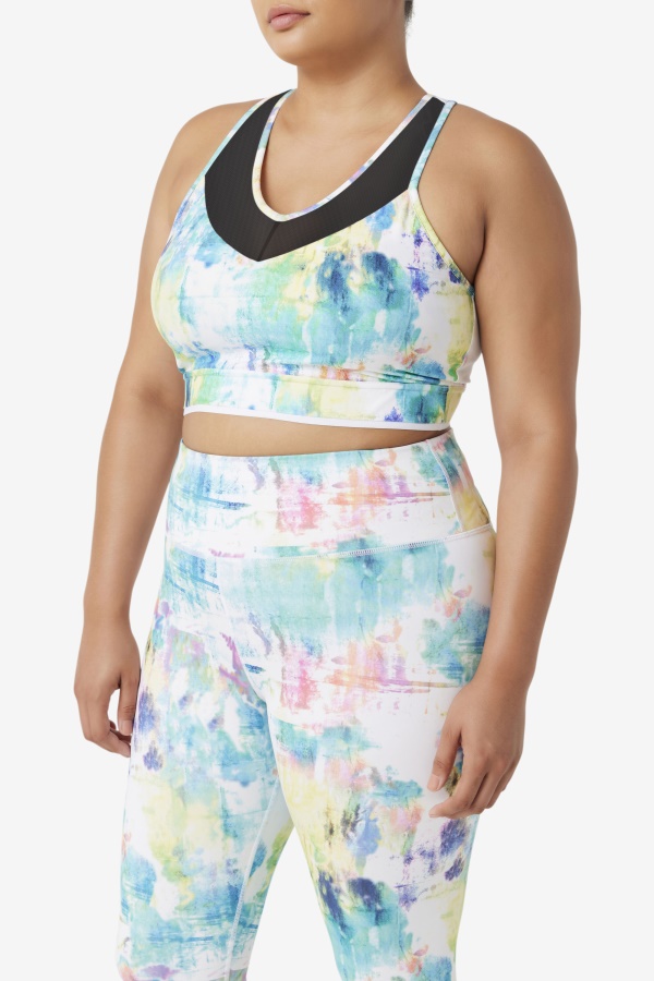 Tie Dye/שחור/לבן Uplift Racerback Bra Top Fila