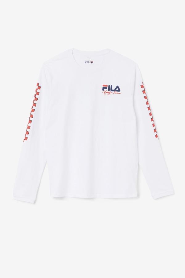 טי שרוול ארוך של Fila White Bevans Park