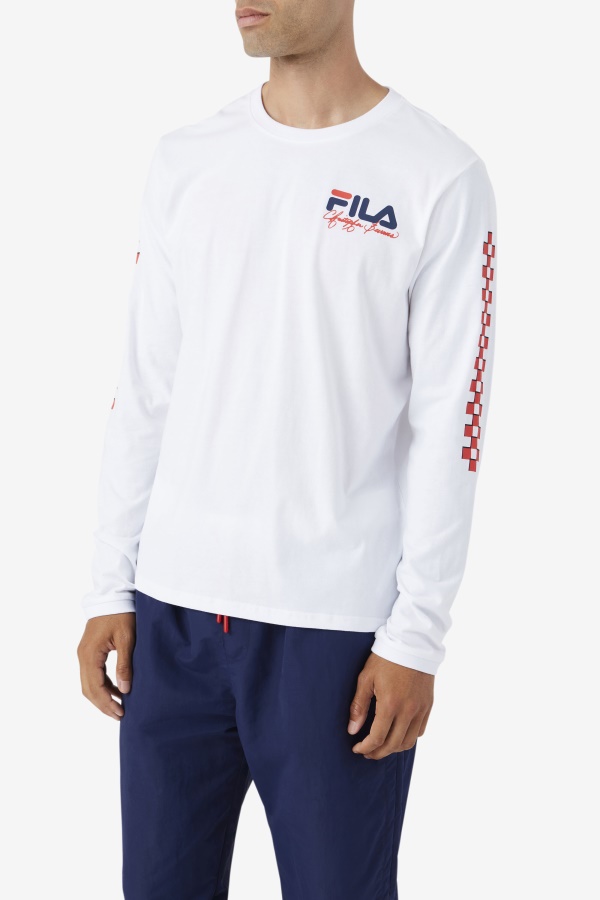 טי שרוול ארוך של Fila White Bevans Park