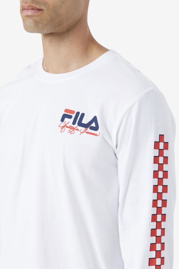 טי שרוול ארוך של Fila White Bevans Park