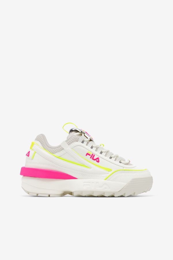 Fila Women's Disruptor 2 Exp לבן/לבן חול/ורוד Glo