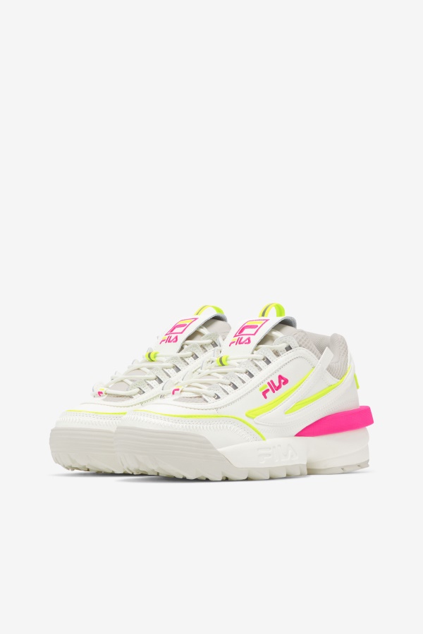 Fila Women\'s Disruptor 2 Exp לבן/לבן חול/ורוד Glo