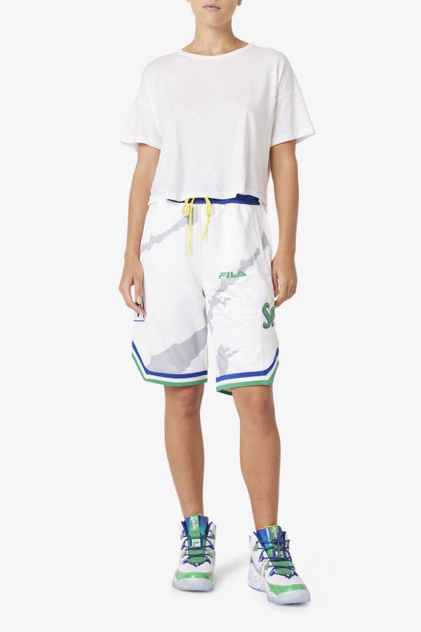 לבן/כחול/Gly Shaueit/Golden Grant Hill X Sprite Short Fille