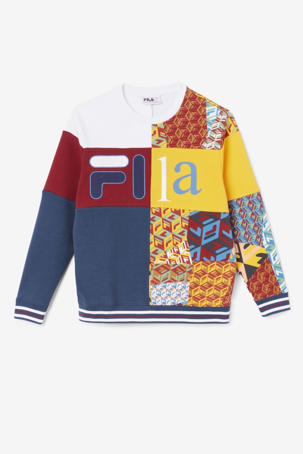 סווטשירט Fila Hansi Ocean/צלעות/לבן