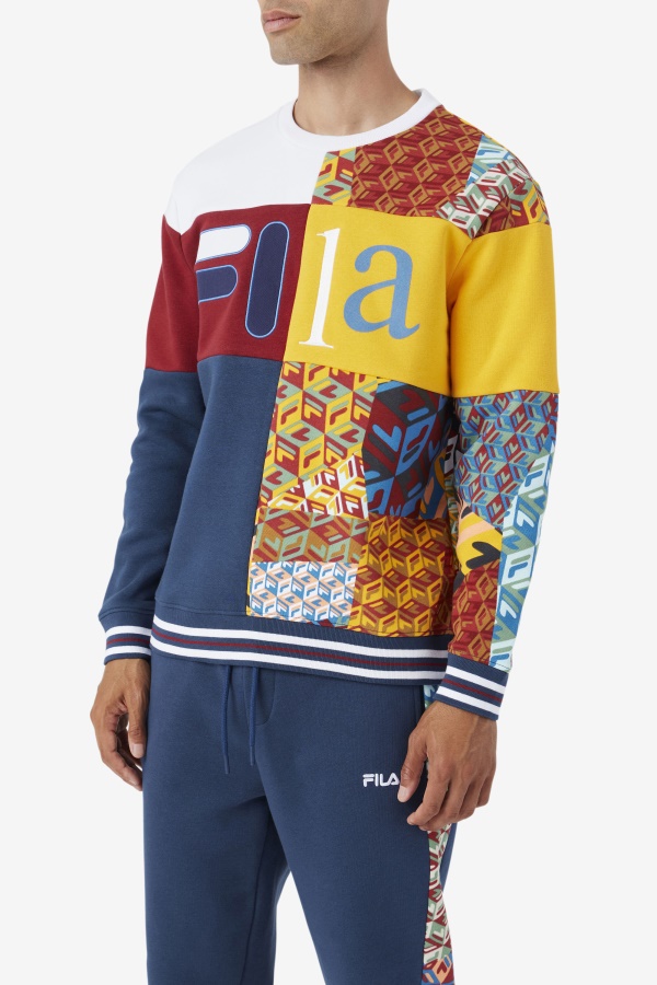 סווטשירט Fila Hansi Ocean/צלעות/לבן