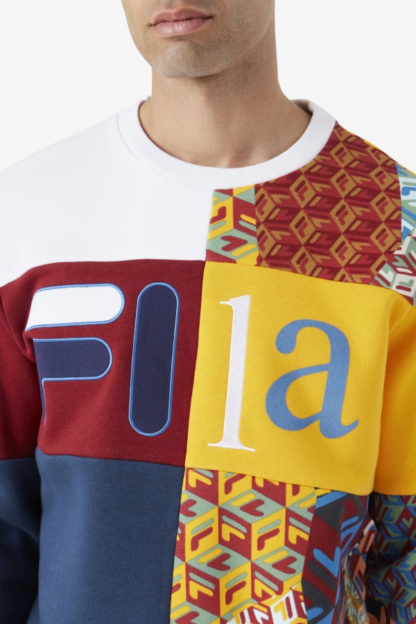 סווטשירט Fila Hansi Ocean/צלעות/לבן