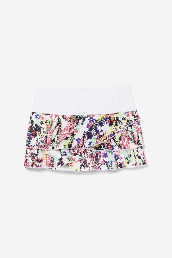 Fila Pickleball מודפס מדורגים Skort הדפסים צבעוניים פרחוניים/לבן