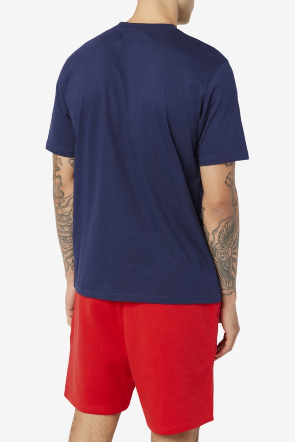 Fila Eagle Tee לגברים Peacoat/לבן/אדום סיני
