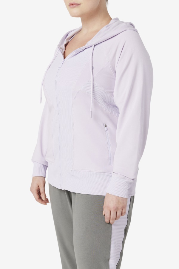 קפוצ\'ון עם רוכסן מלא במרקם Fila Fi-lux כחול לבנדר