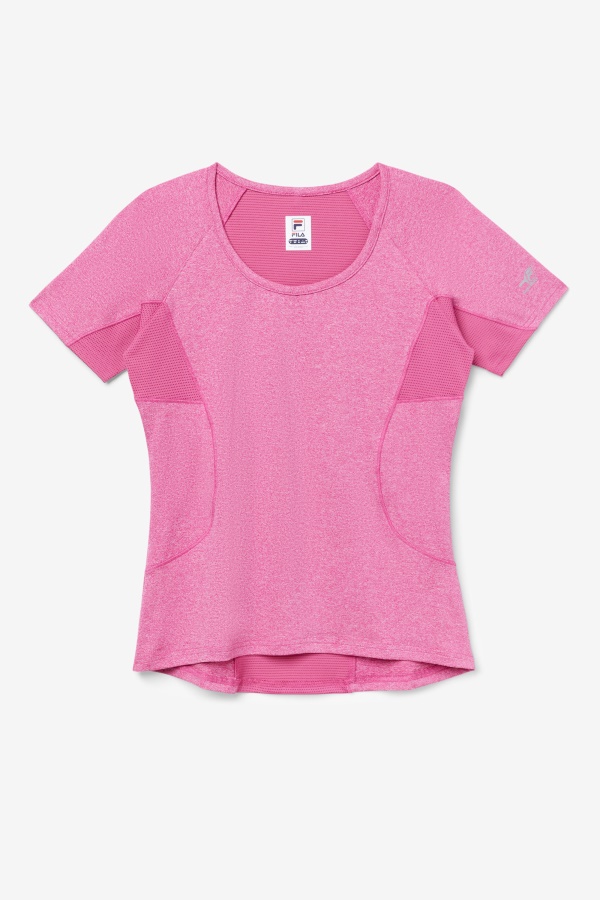 Fila Pink Glow Heather Pickleball טופ עם שרוולים קצרים