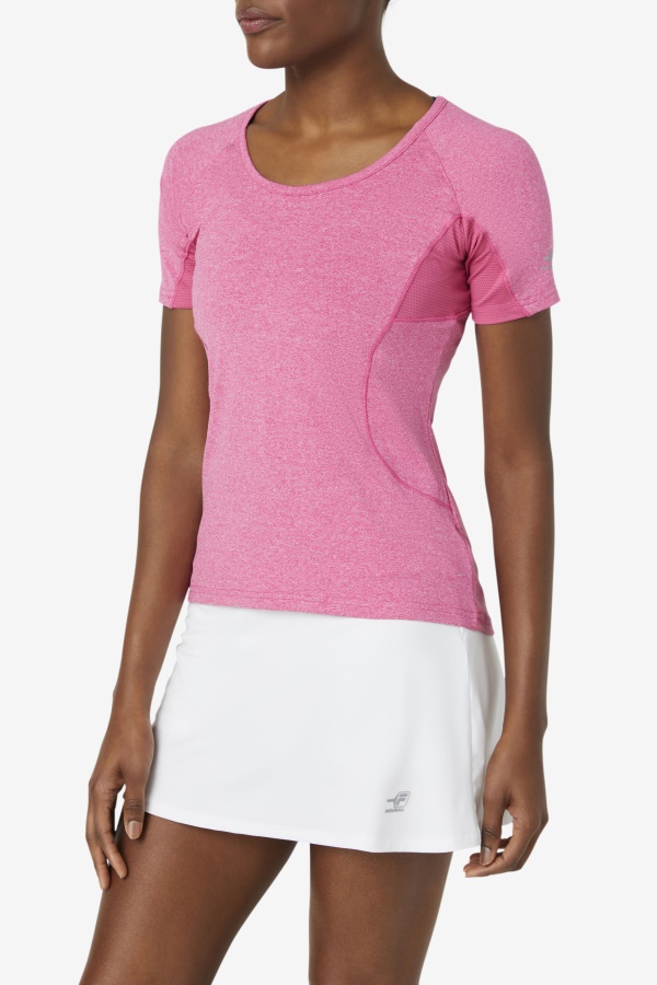 Fila Pink Glow Heather Pickleball טופ עם שרוולים קצרים