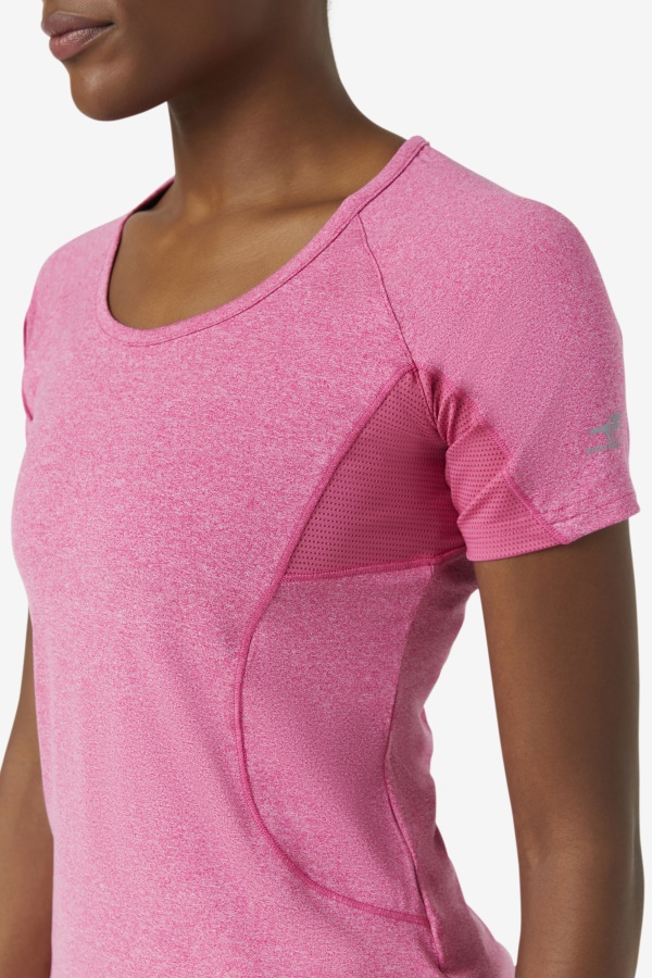 Fila Pink Glow Heather Pickleball טופ עם שרוולים קצרים