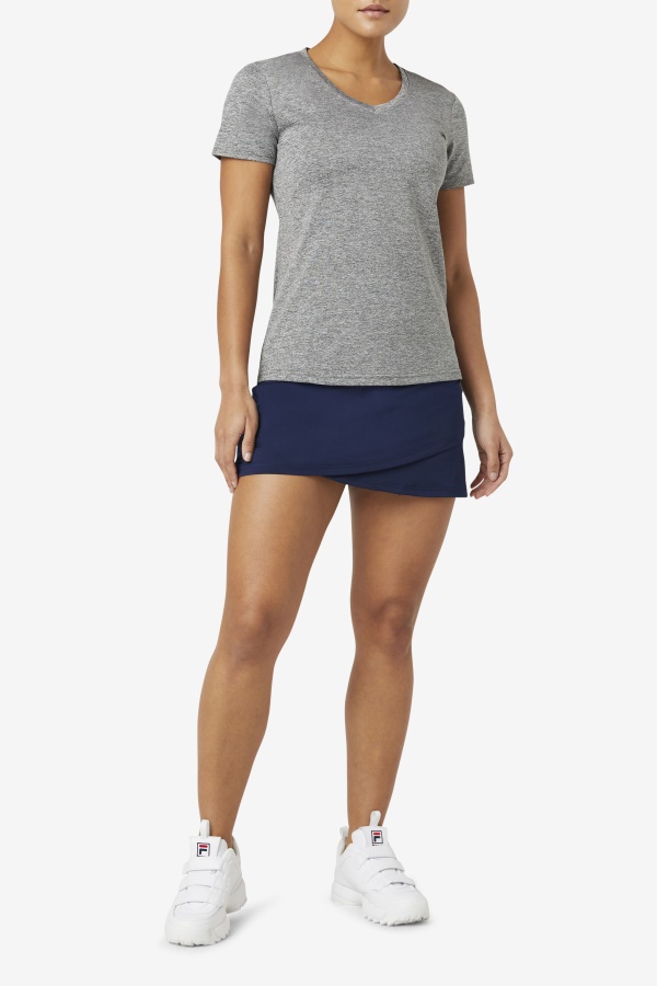 Heather Pickleball פילה עם צווארון V משיי