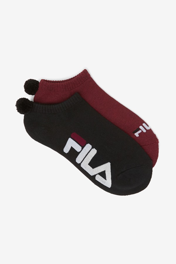 גרב פונפון טניס לנשים Fila 2 חבילות אדום כהה