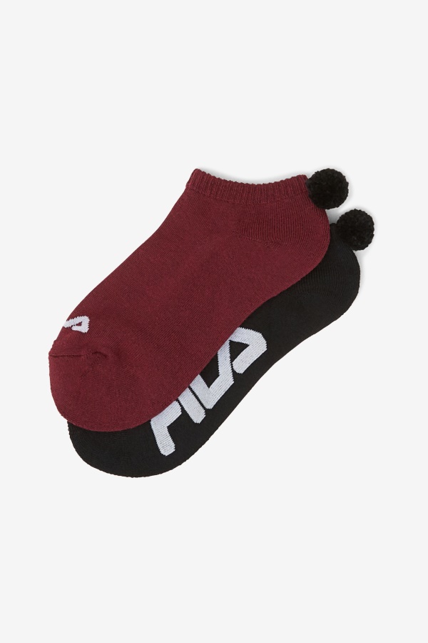 גרב פונפון טניס לנשים Fila 2 חבילות אדום כהה