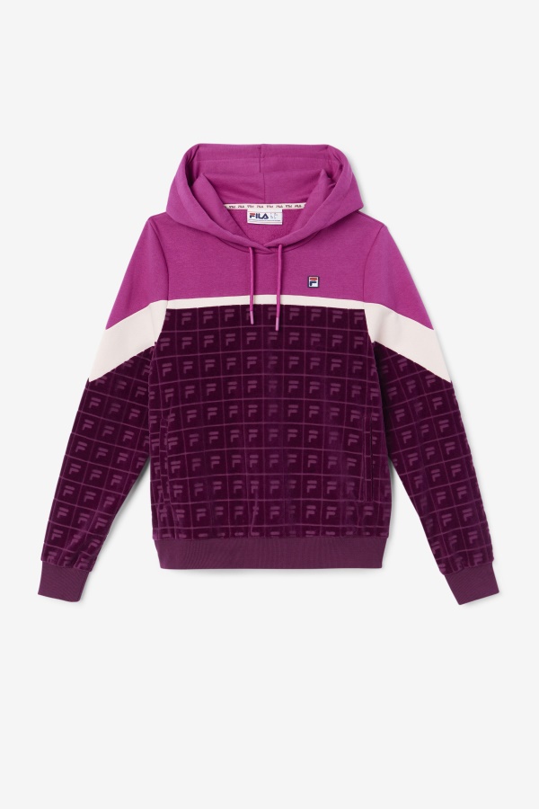 Lorri Velour Hoodie ענבים יין/רוז'/פוטפורי פילה