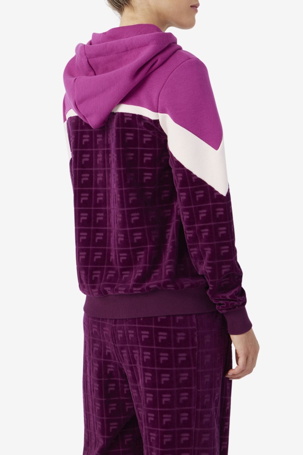 Lorri Velour Hoodie ענבים יין/רוז\'/פוטפורי פילה